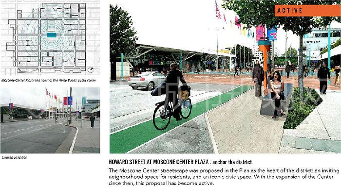 莫斯康展览中心街道景观区是规划中被提议的区划中心：既是吸引居民前往的街区空间，又是一个标志性的城市空间。从那以后，随着中心扩建，这一提议变得更为活跃。.jpg